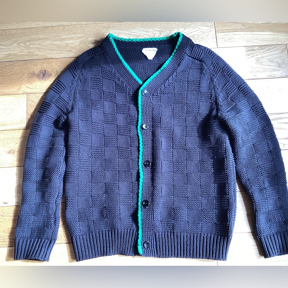 Bottega Veneta Black Cardigan with Green Trim